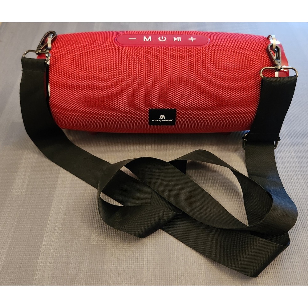 Maxpower MP0147 Red Portable Bluetooth Speaker Wireless Boombox with Strap